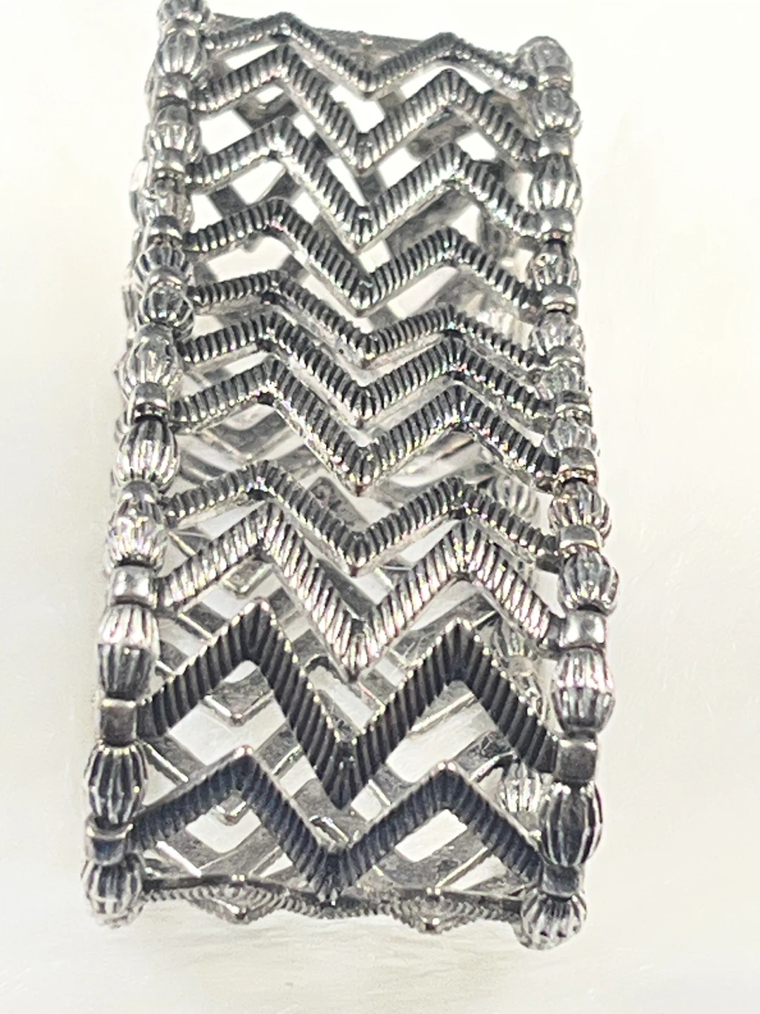 Silver Chevron Zig Zag Cuff Bracelet - photo 5