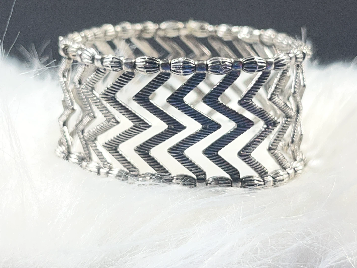 Silver Chevron Zig Zag Cuff Bracelet - photo 4