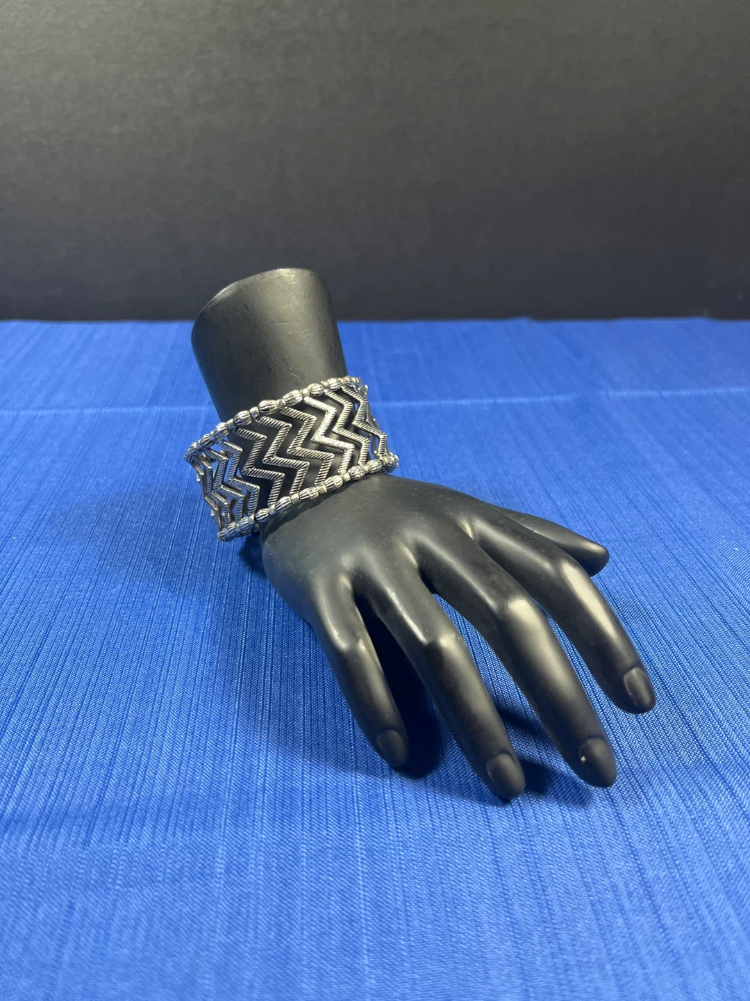 Silver Chevron Zig Zag Cuff Bracelet - photo 2