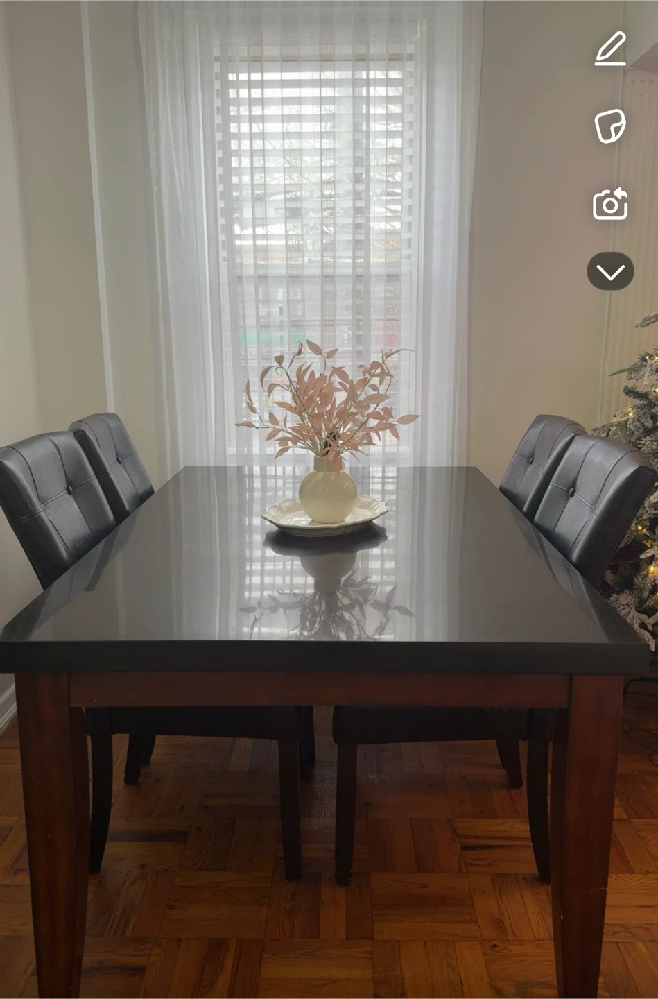 Dining Table with 4 Black Chairs