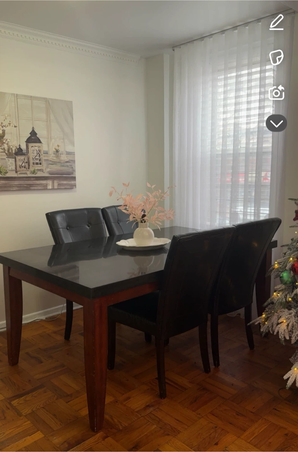 Dining Table with 4 Black Chairs - photo 2
