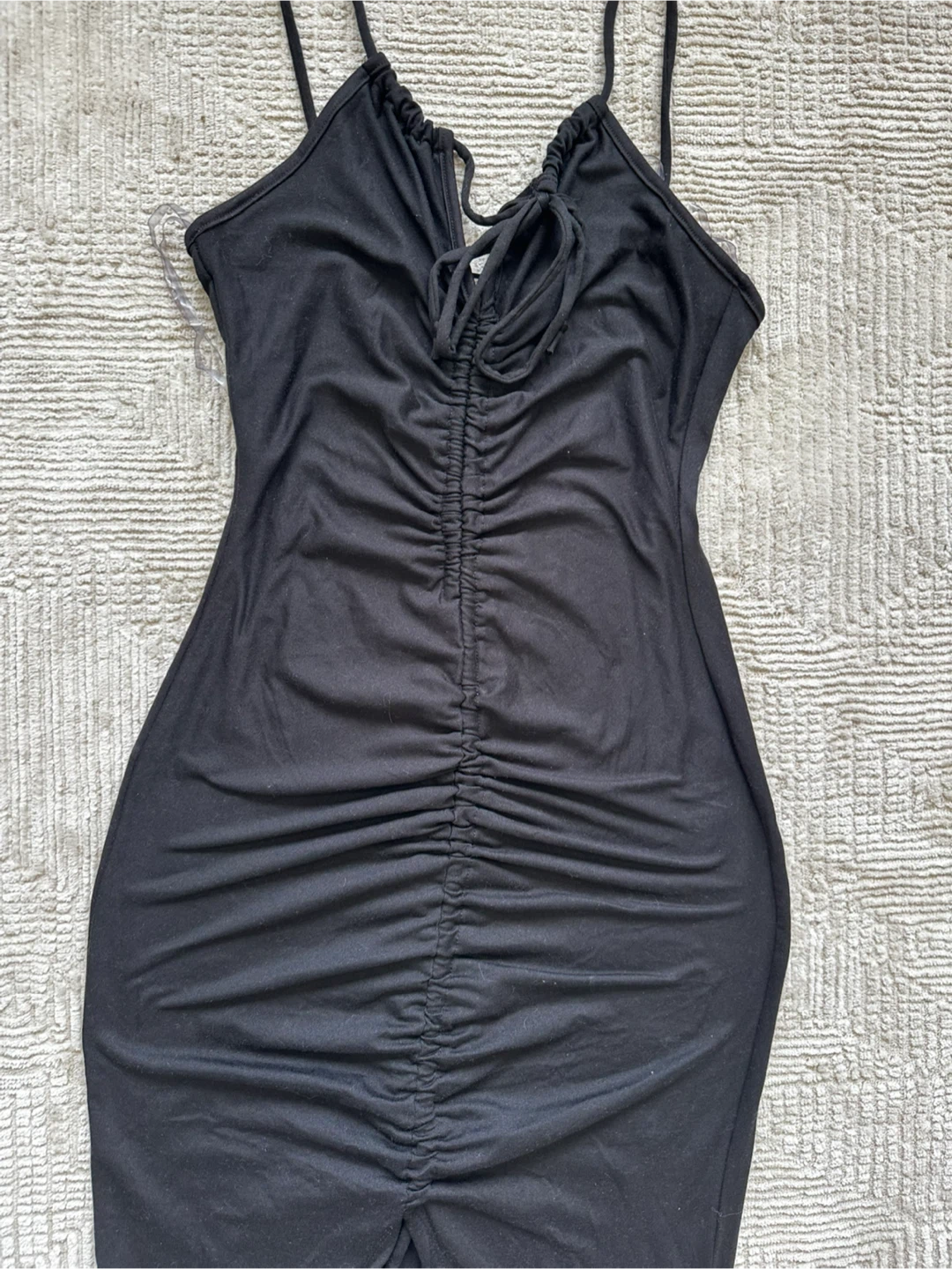 Black Ruched Bodycon Midi Dress - photo 3
