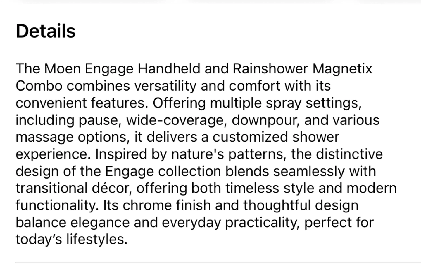 Moen Engage 6 Setting Handheld shower head - photo 3