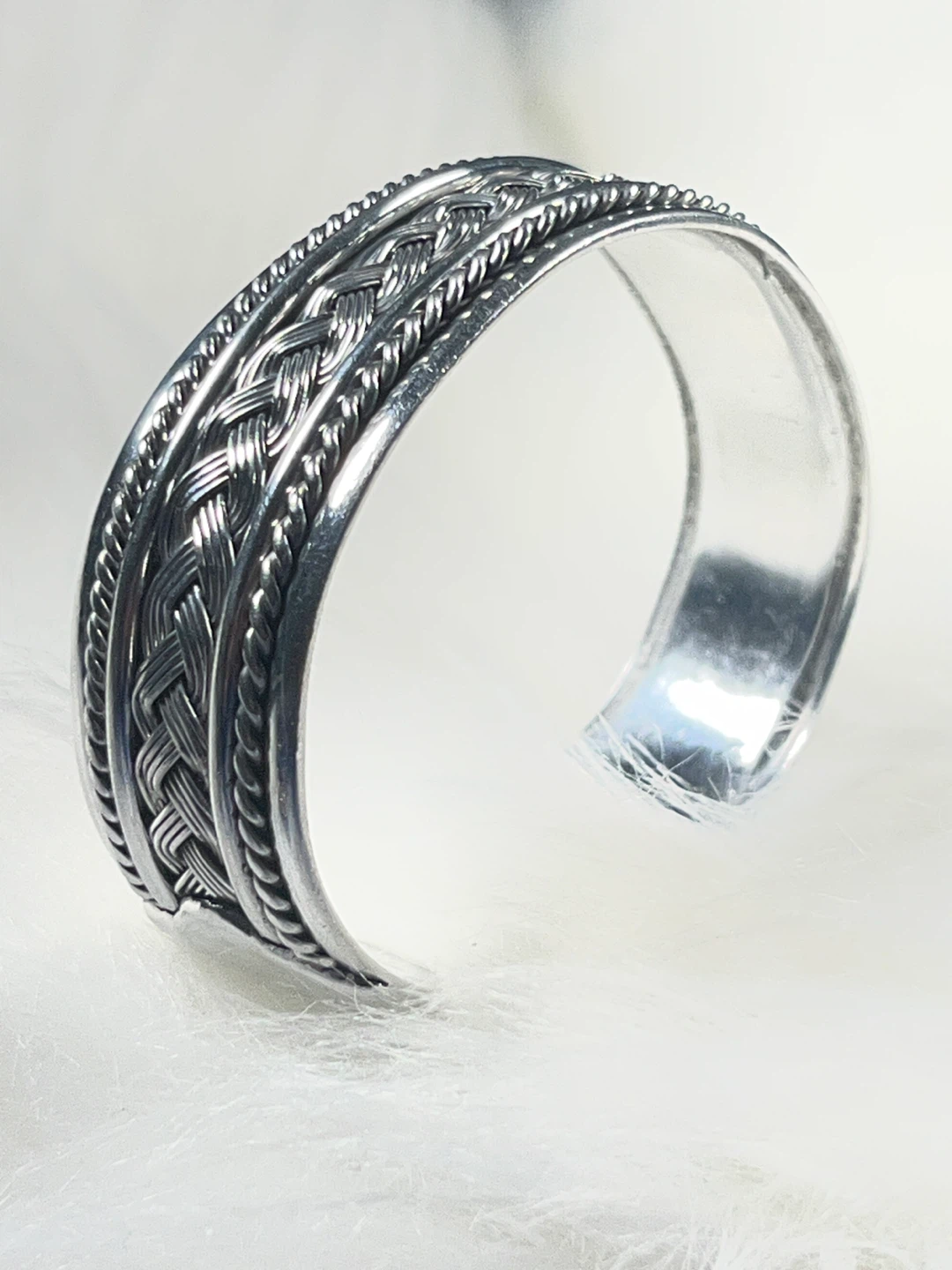 Silver Tone Braided Cuff Bracelet - photo 4