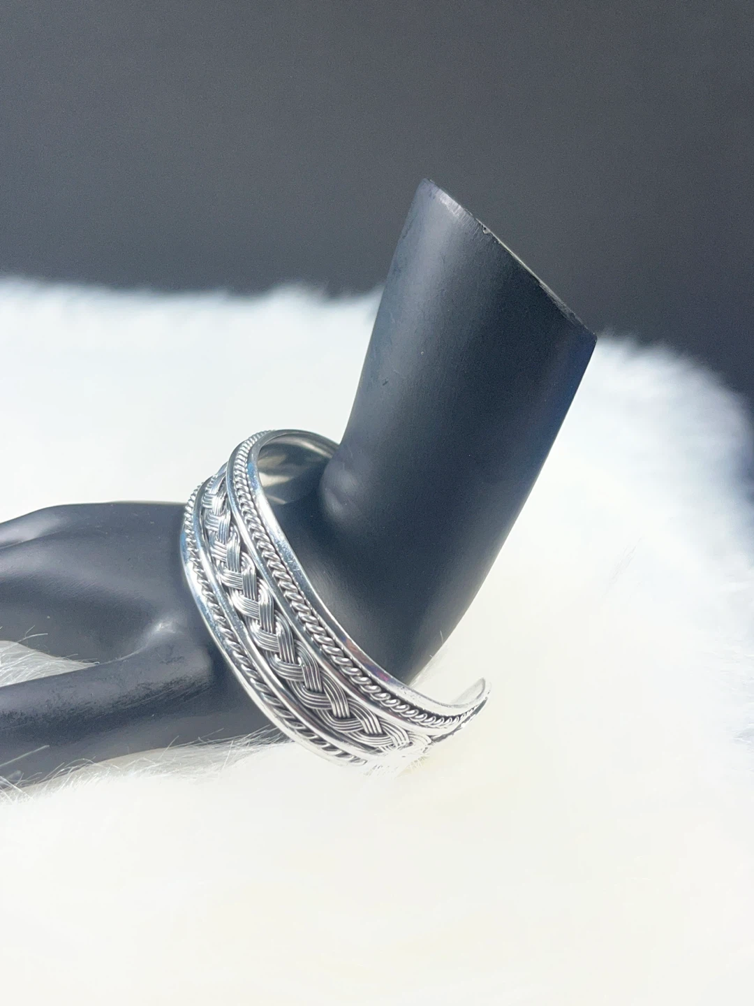 Silver Tone Braided Cuff Bracelet
