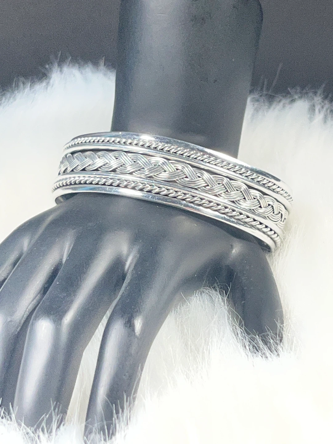 Silver Tone Braided Cuff Bracelet - photo 5