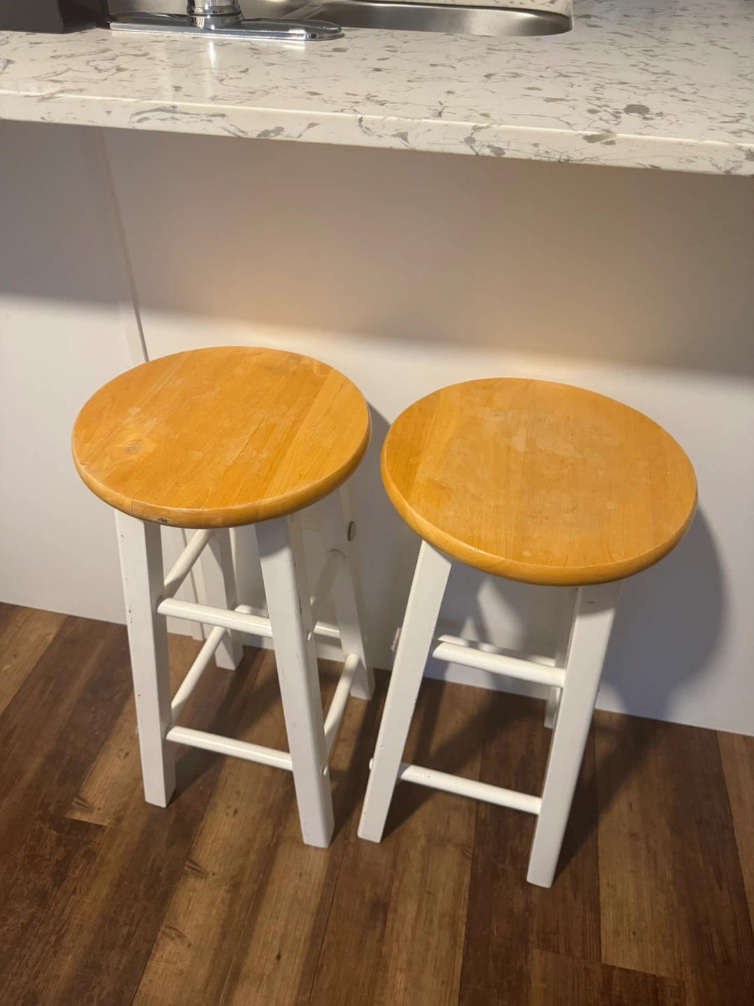 Set of 2 Wooden Counter Stools