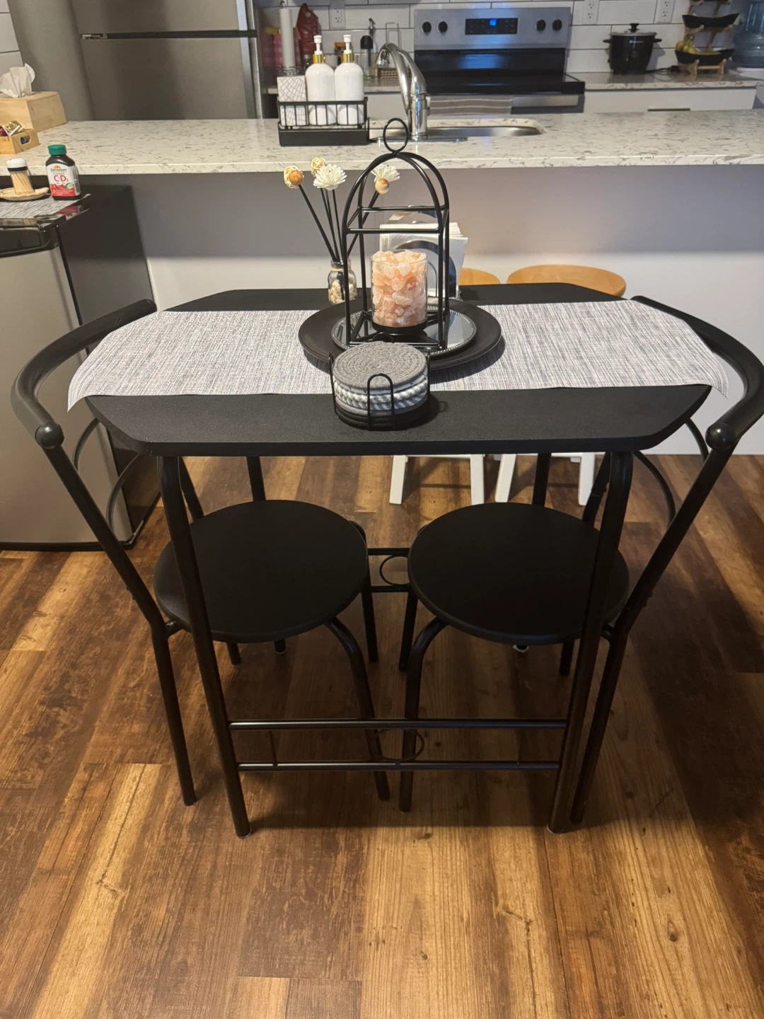 Black Metal Bistro Set with 2 Chairs