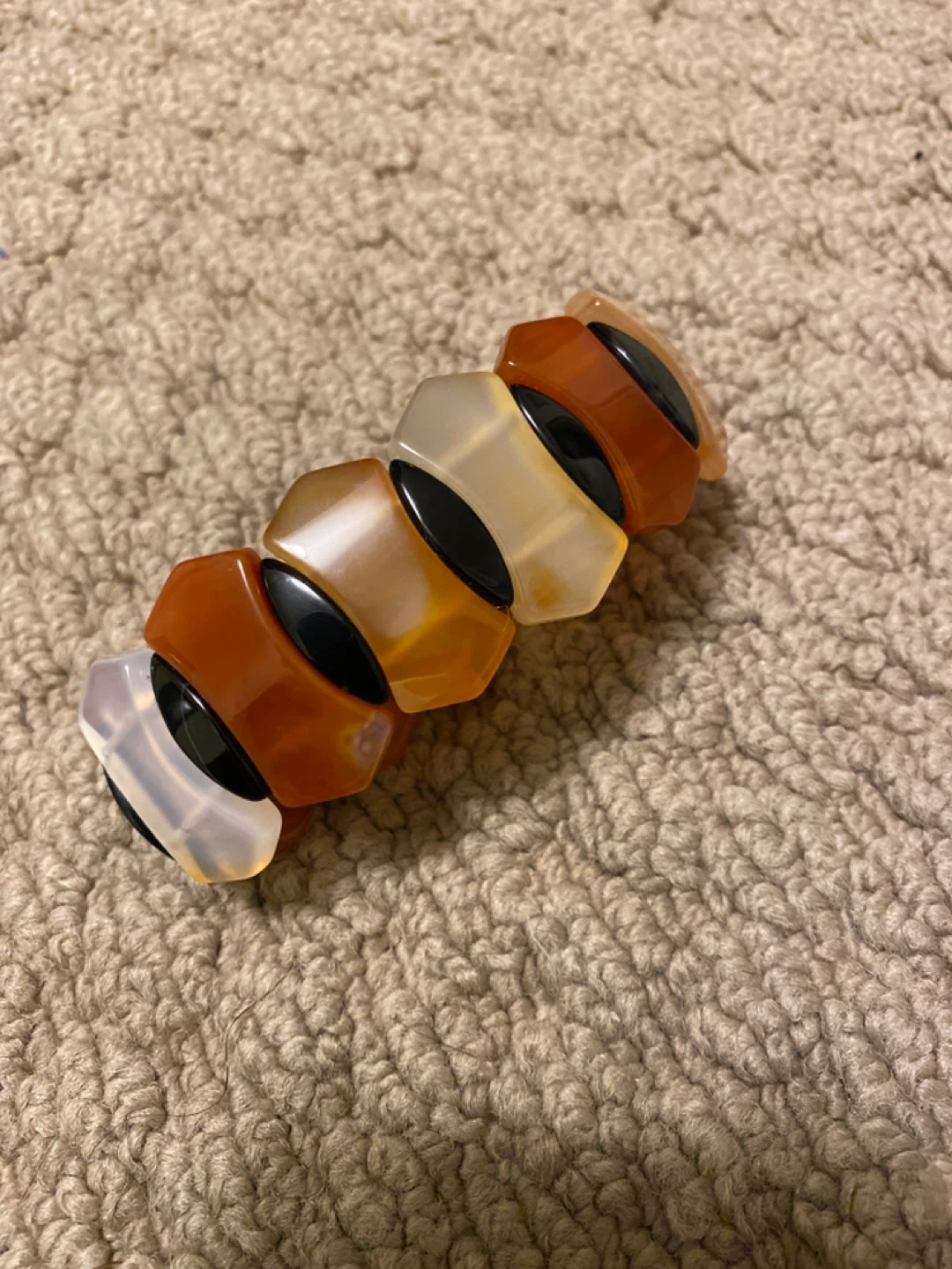 Beaded Stretch Bracelet - Brown & White