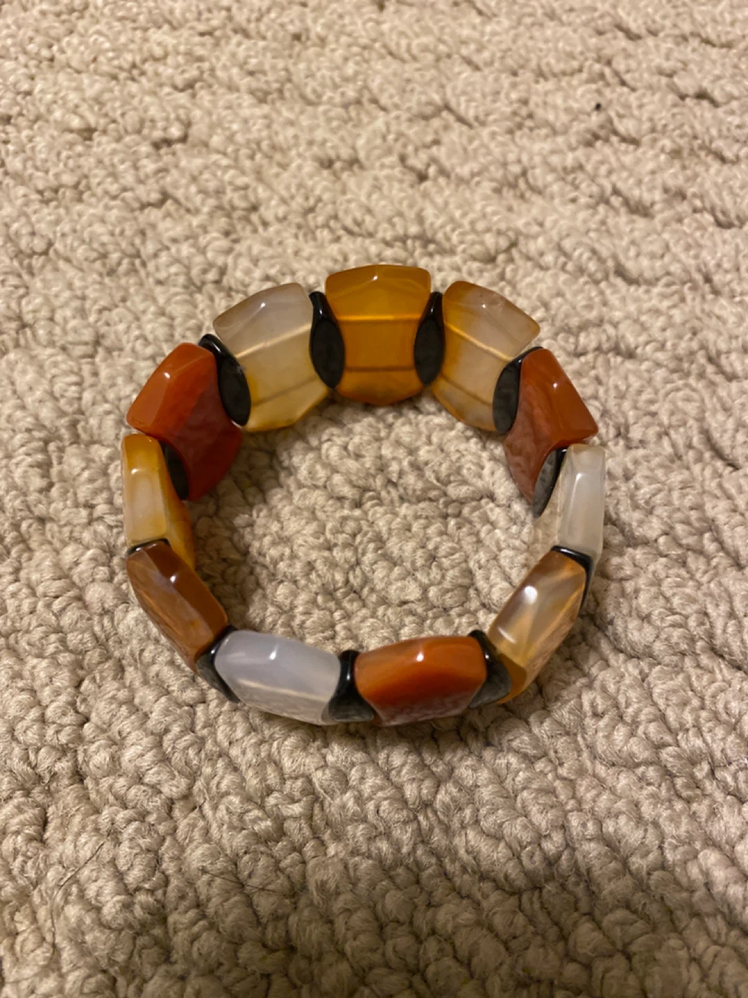 Beaded Stretch Bracelet - Brown & White - photo 2