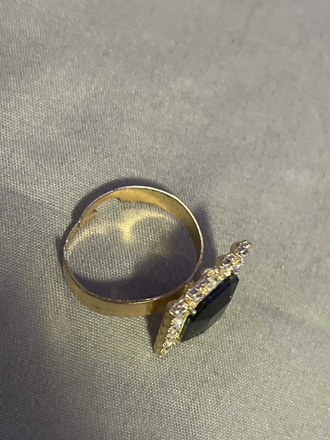 Gold-tone Cocktail Ring with Black Stone - photo 2