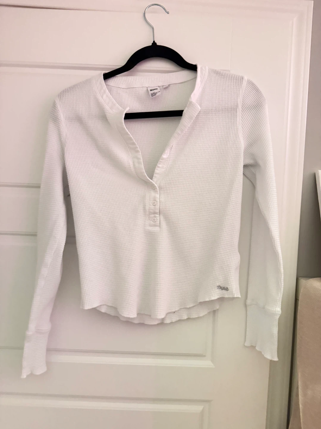Aritzia White Waffle Knit Long Sleeve