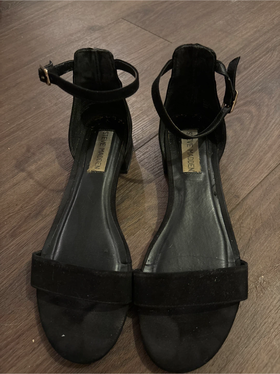 Steve Madden Black Suede Ankle Strap Sandals