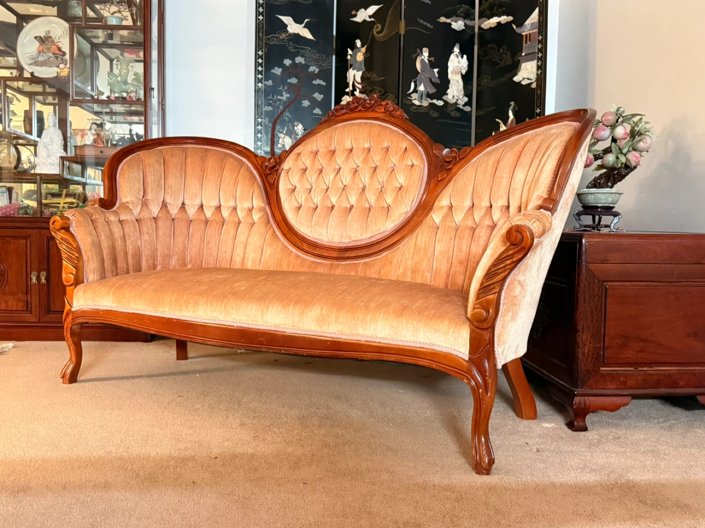 Stunning Vintage Kimball Tufted Loveseat Sofa