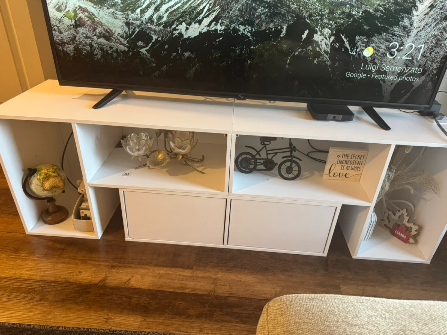 White TV Stand with Storage - photo 2