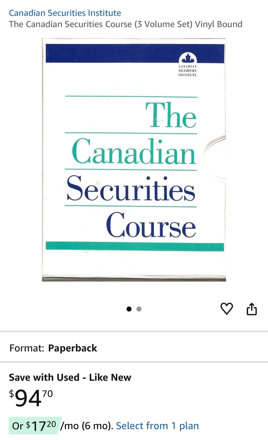 Canadian Securities Course Workbook
