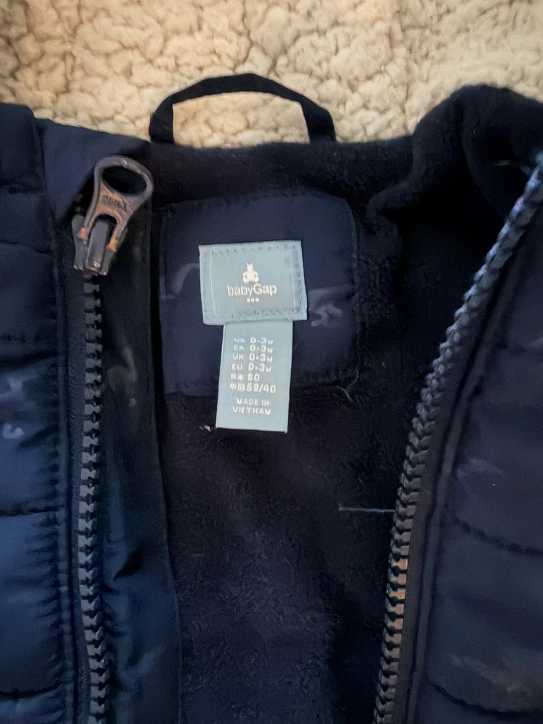 Baby Gap Puffer Jacket - Navy Blue - 0-3 Months - photo 2