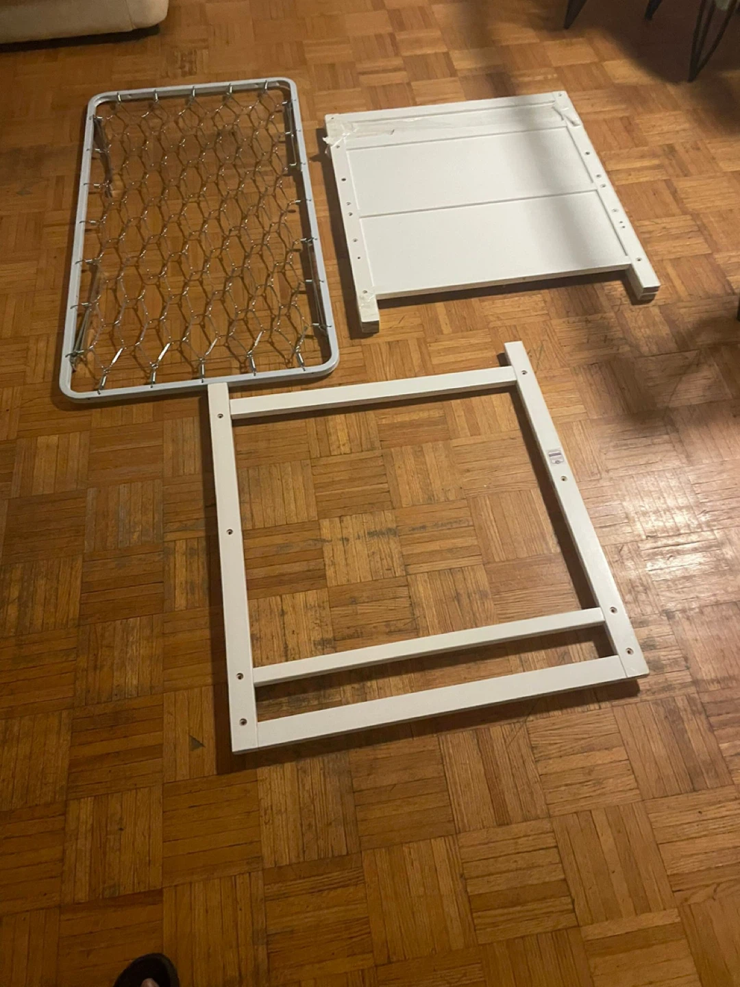 White Crib Rails and Mattress Support