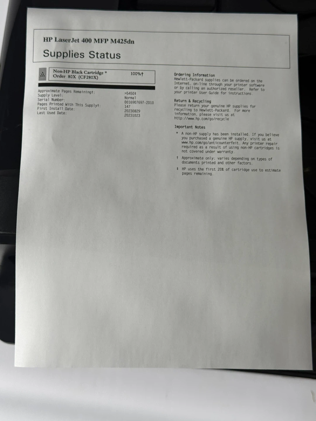 HP LaserJet Pro 400 MFP M425dn All-in-One Printer - photo 2