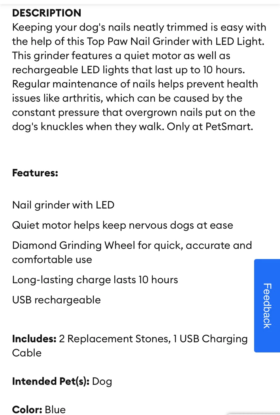 Top Paw Dog Nail Grinder - Blue - photo 2