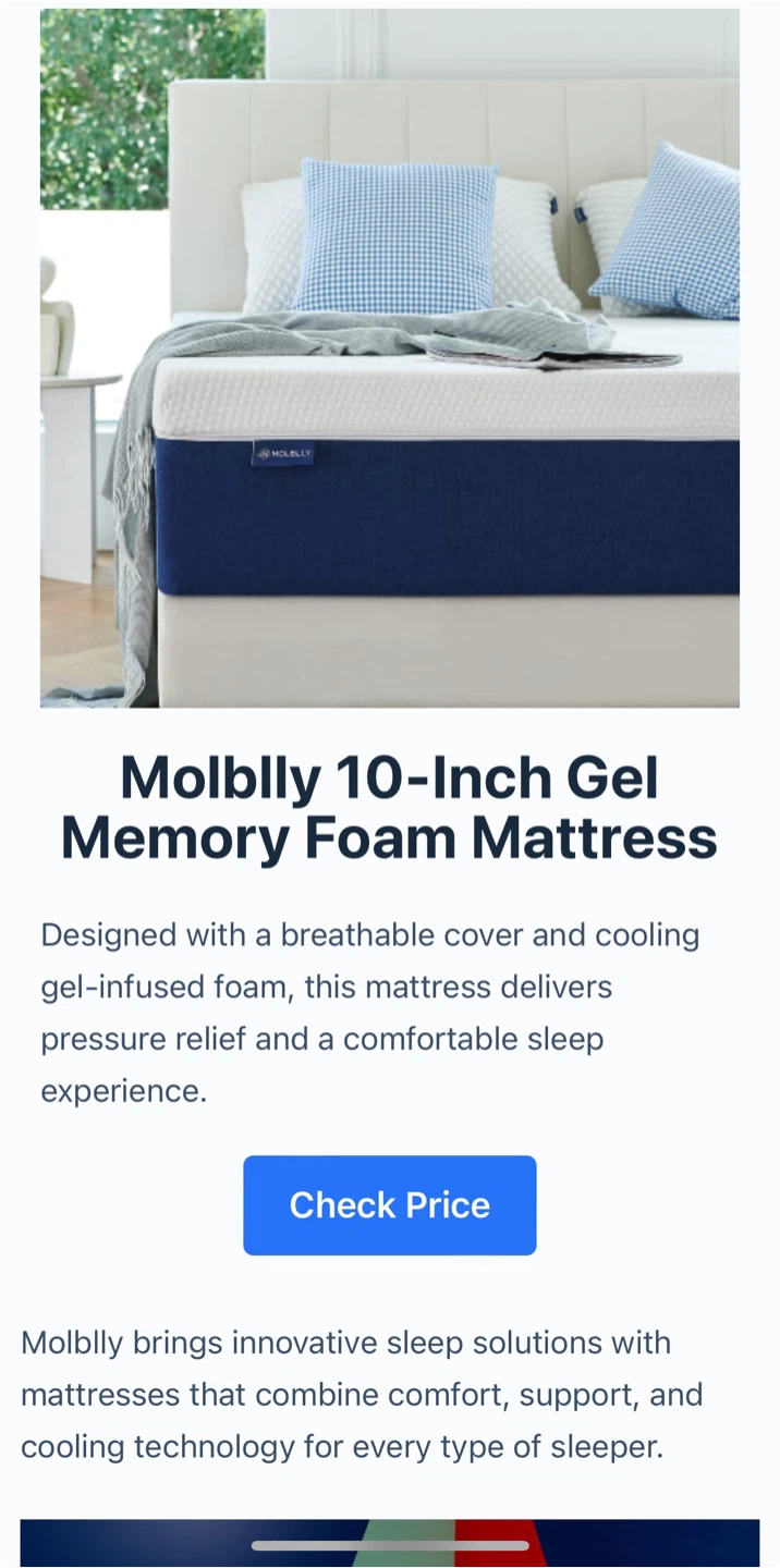 Molblly 10-Inch Gel Memory Foam Mattress