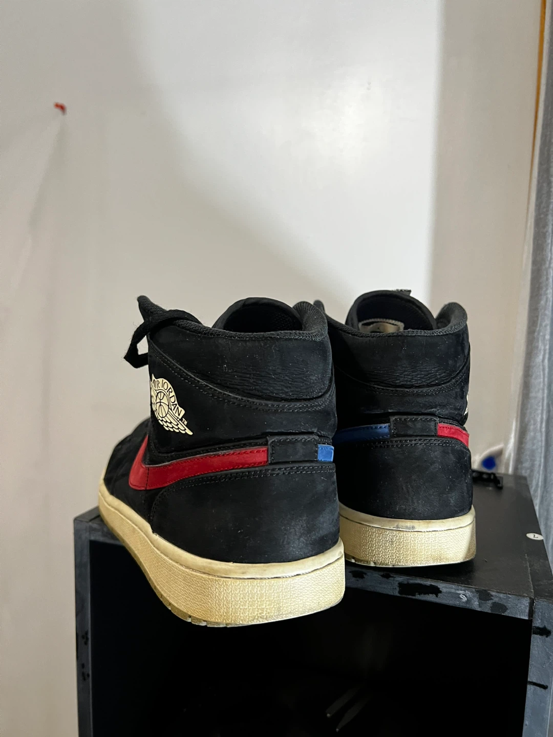 Air Jordan 1 Mid Black Red Blue Suede Sneakers - photo 4