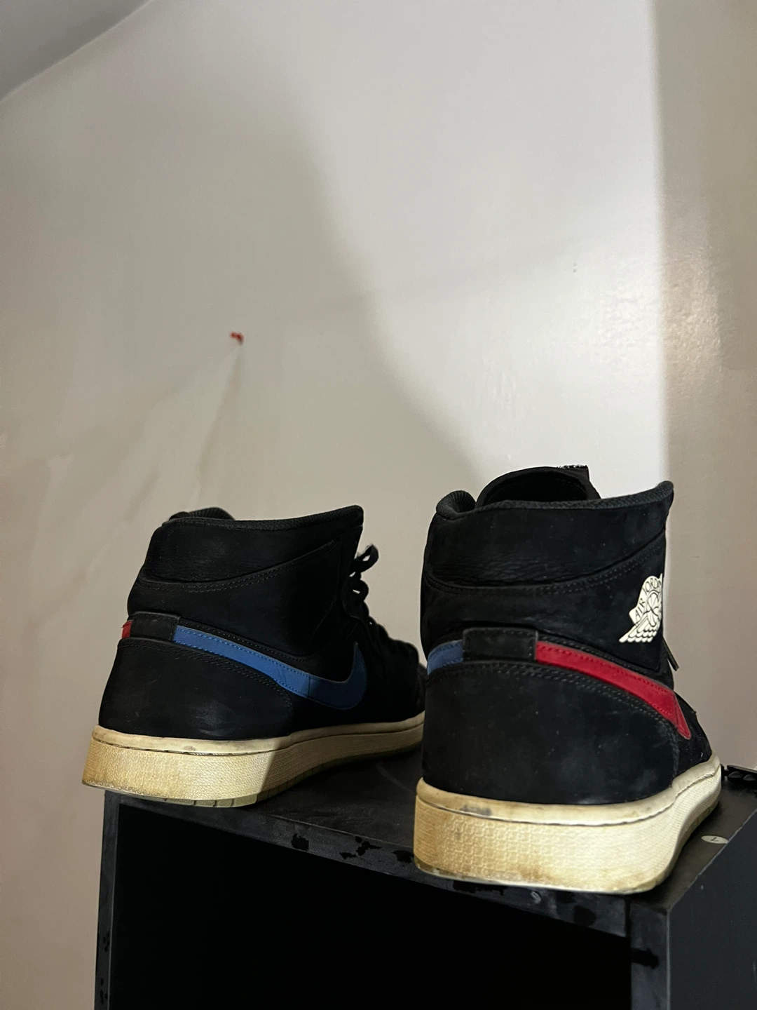 Air Jordan 1 Mid Black Red Blue Suede Sneakers - photo 3