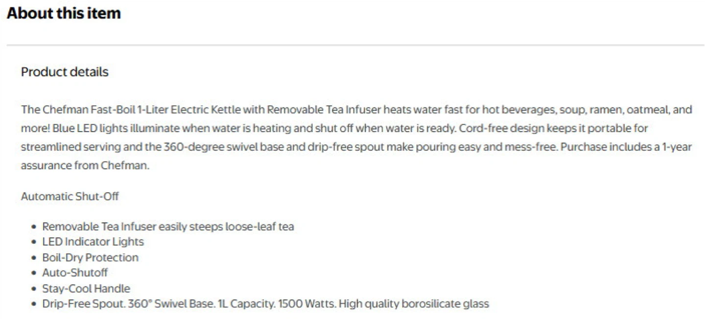 Chefman, Rapid-Boil 1L Kettle with Removable Tea Infuser - photo 4