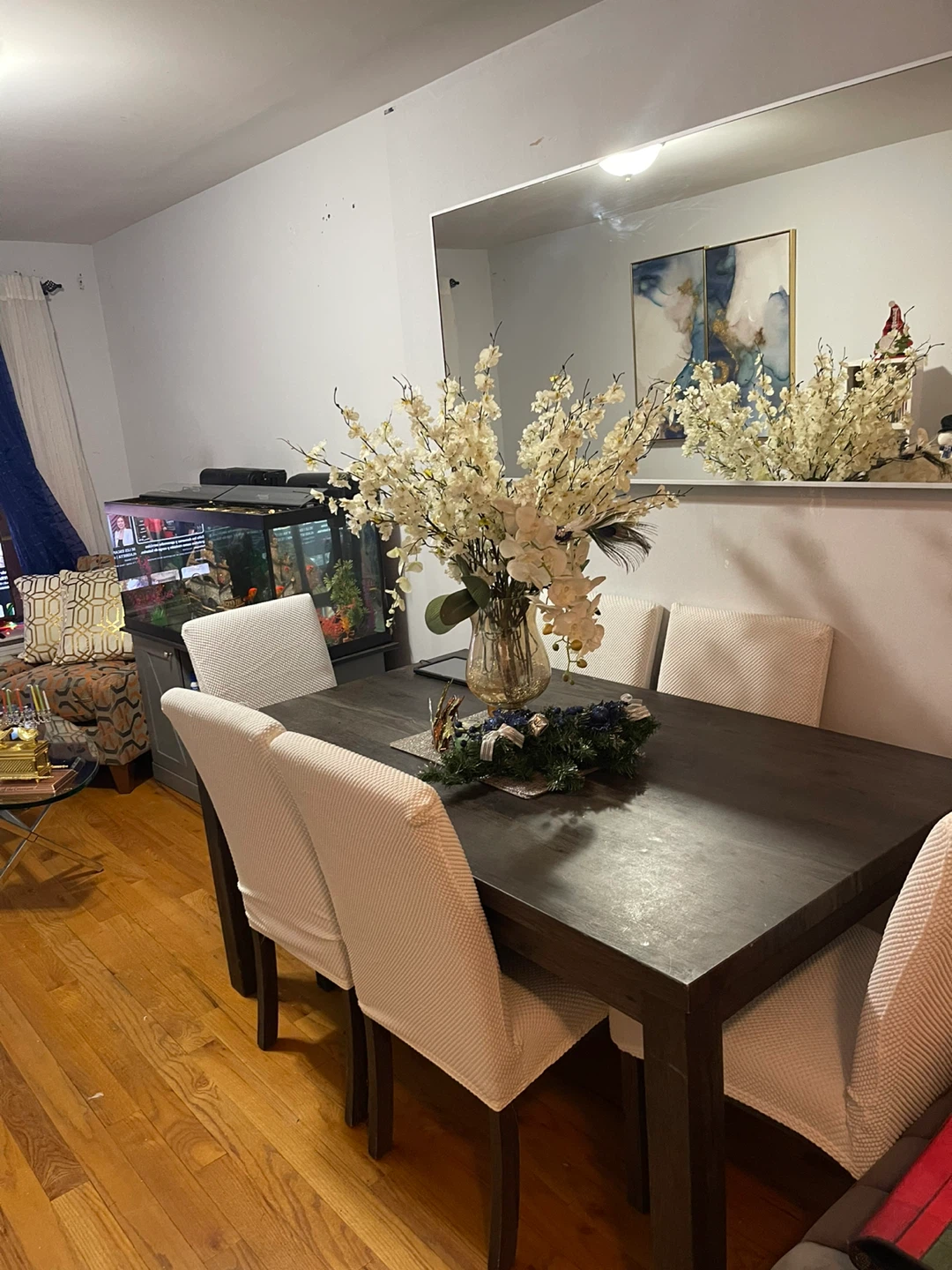 Dark Wood Dining Table with Gris. Chairs - photo 4