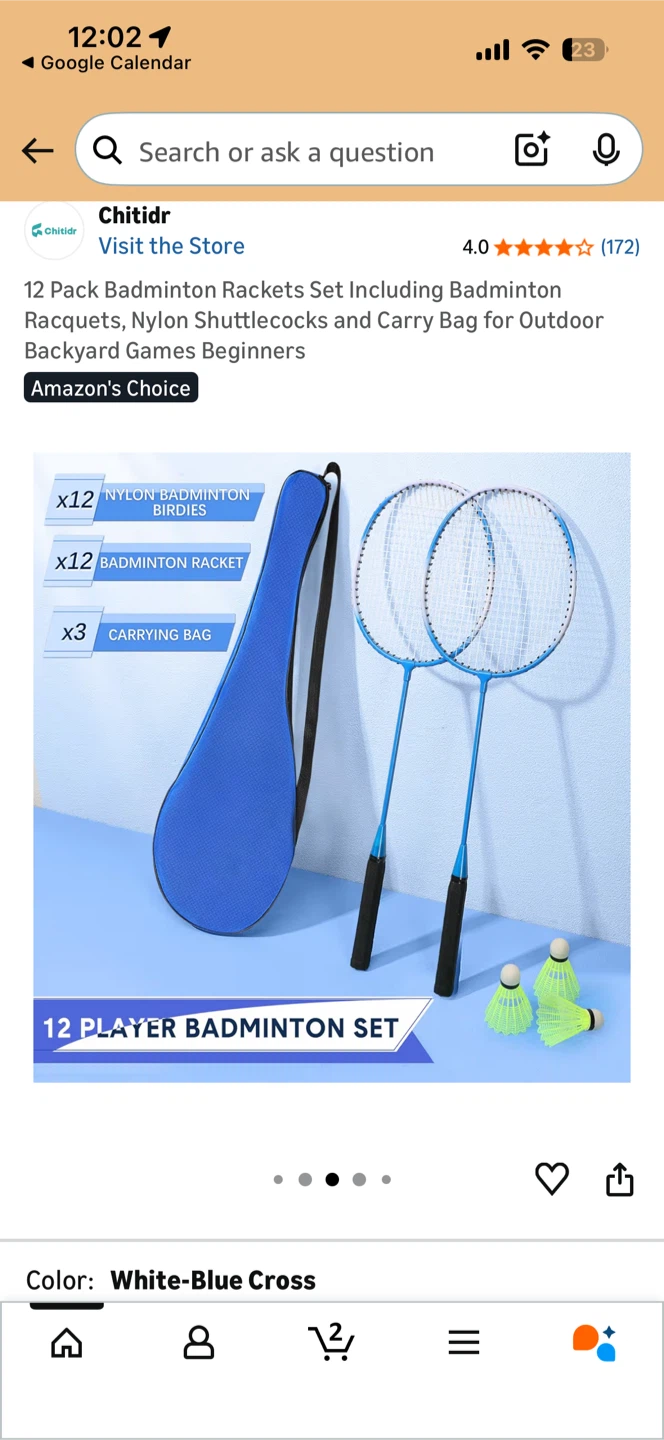 12 Pack Badminton Rackets Set with Shuttlecocks and Carry Bag - photo 3