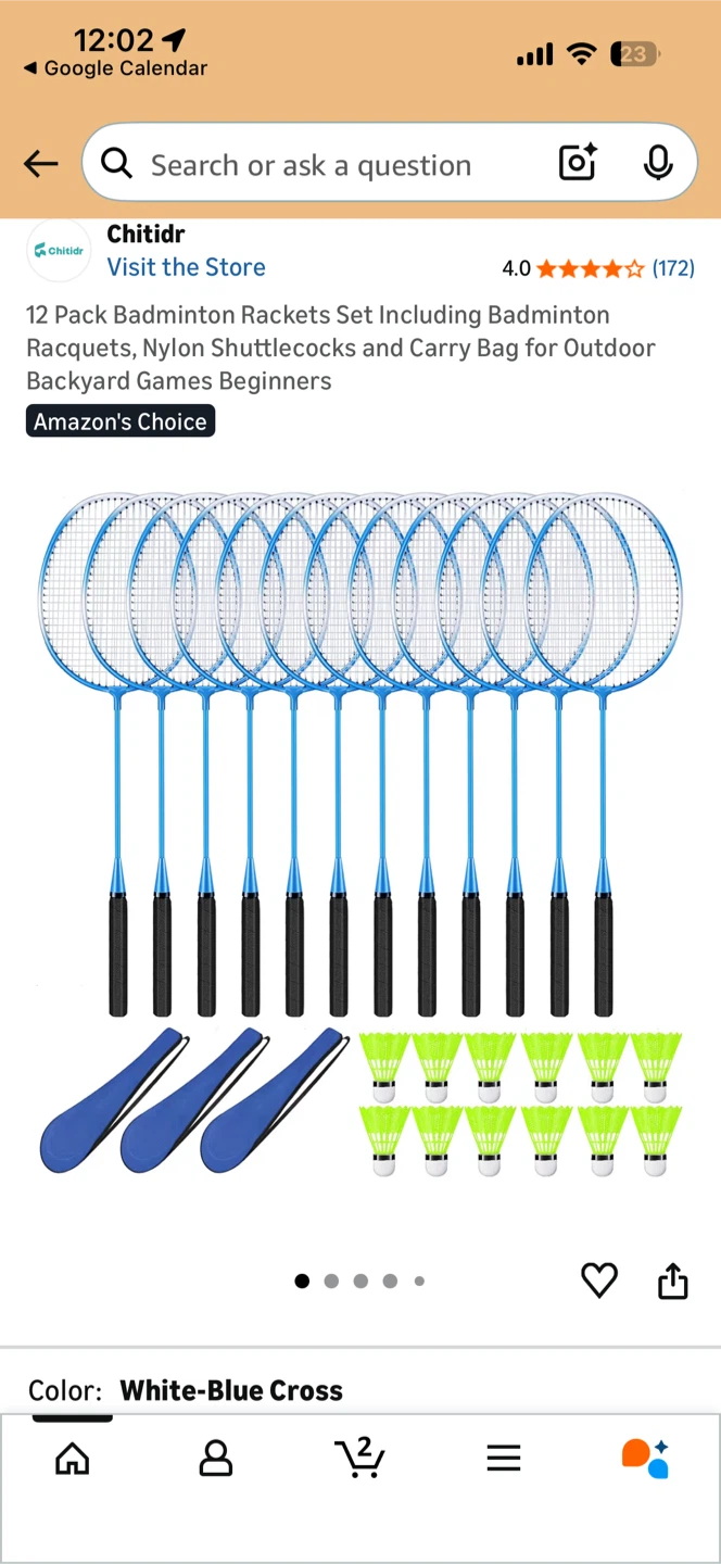 12 Pack Badminton Rackets Set with Shuttlecocks and Carry Bag