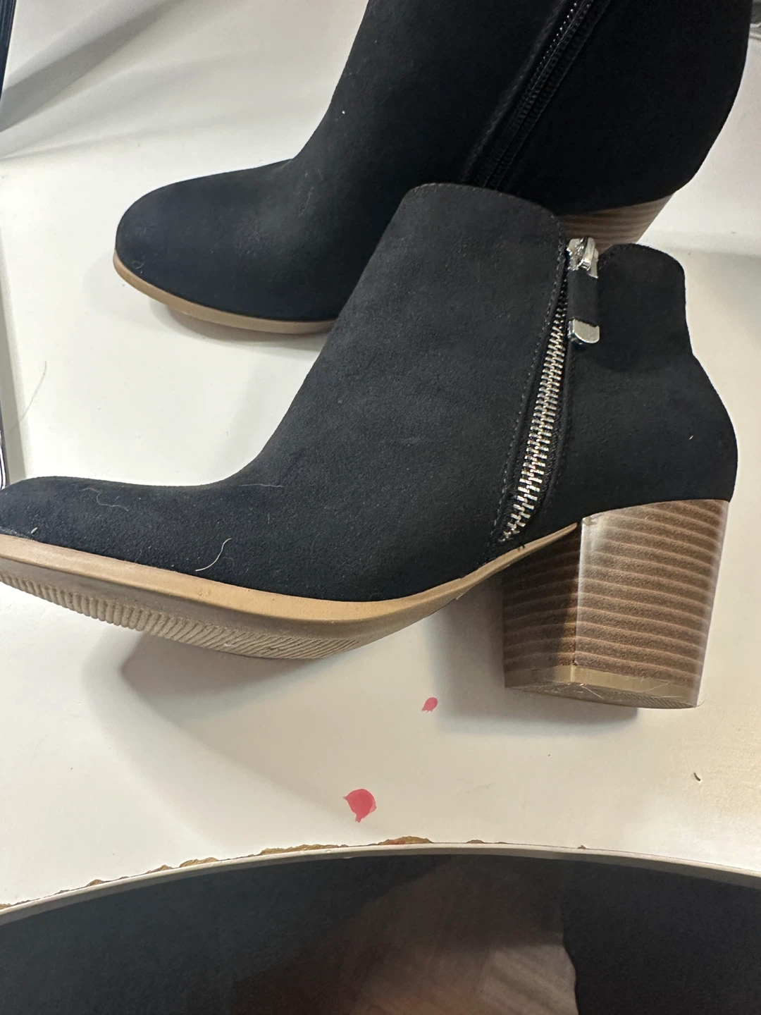 Black Suede Ankle Boots with Side Zipper - photo 2