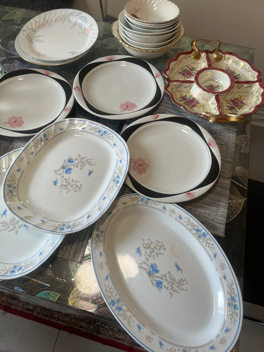 Mixed Dinnerware Set with Serving Platters and Glasses - photo 5