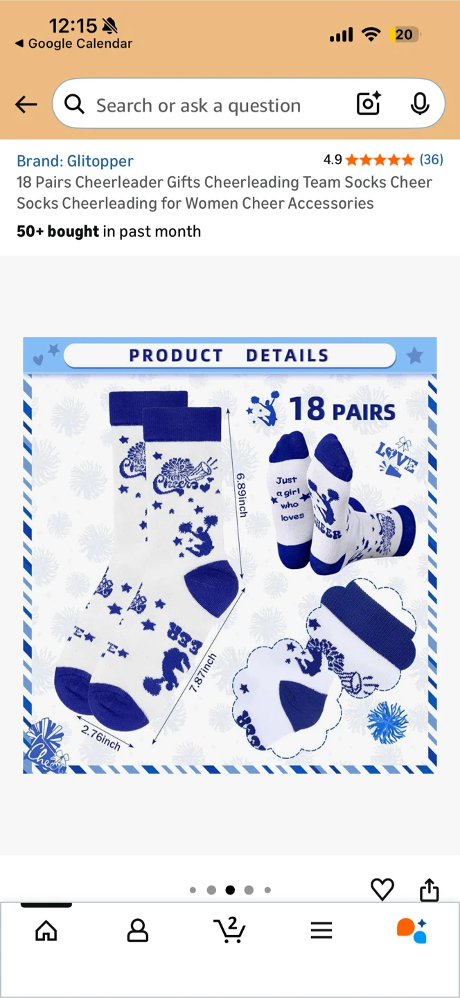 18 Pairs Cheerleading Team Socks - Blue - photo 4