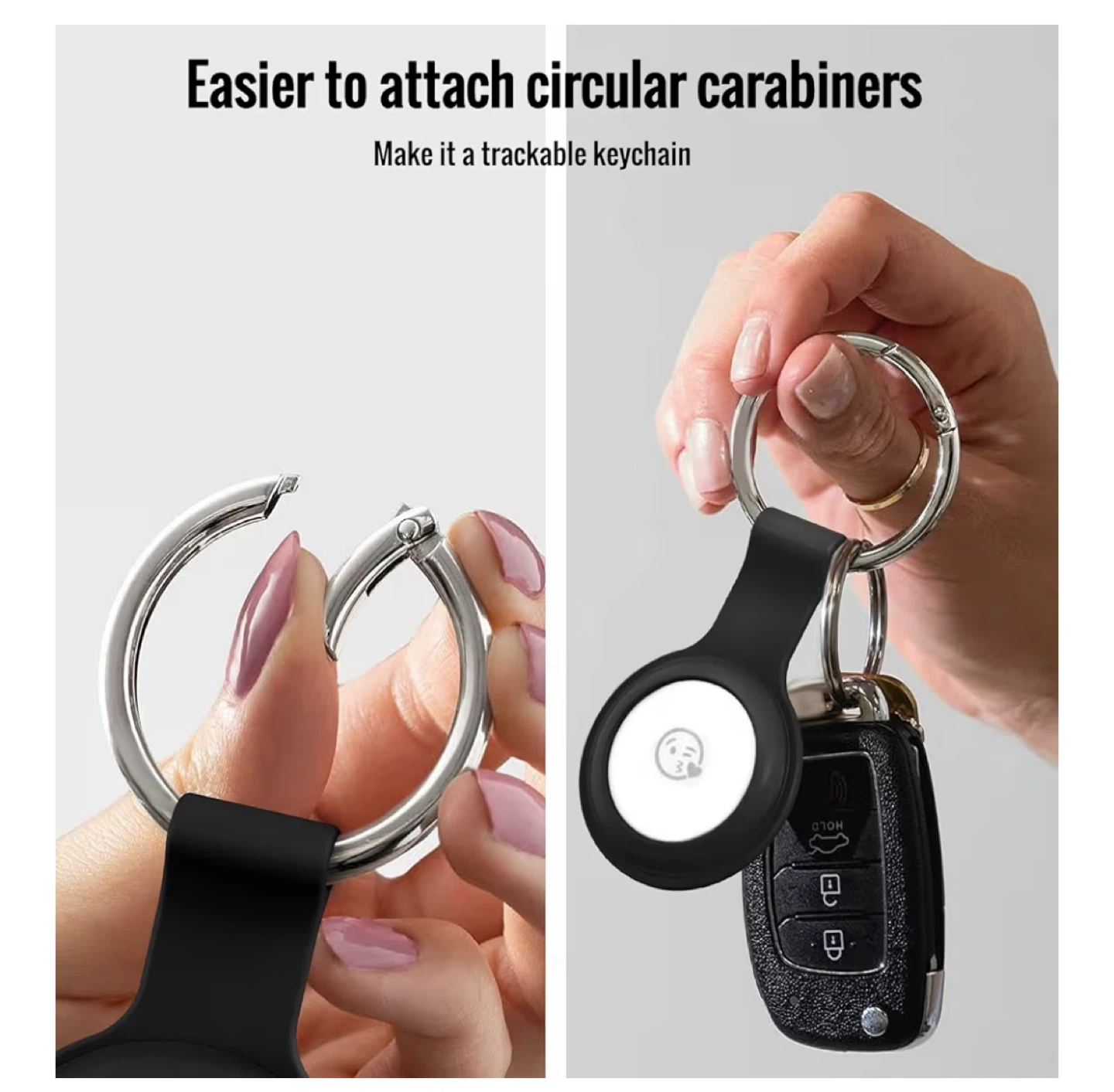 3 of 4 AirTag Cases with Keychain Loops - Black - photo 4