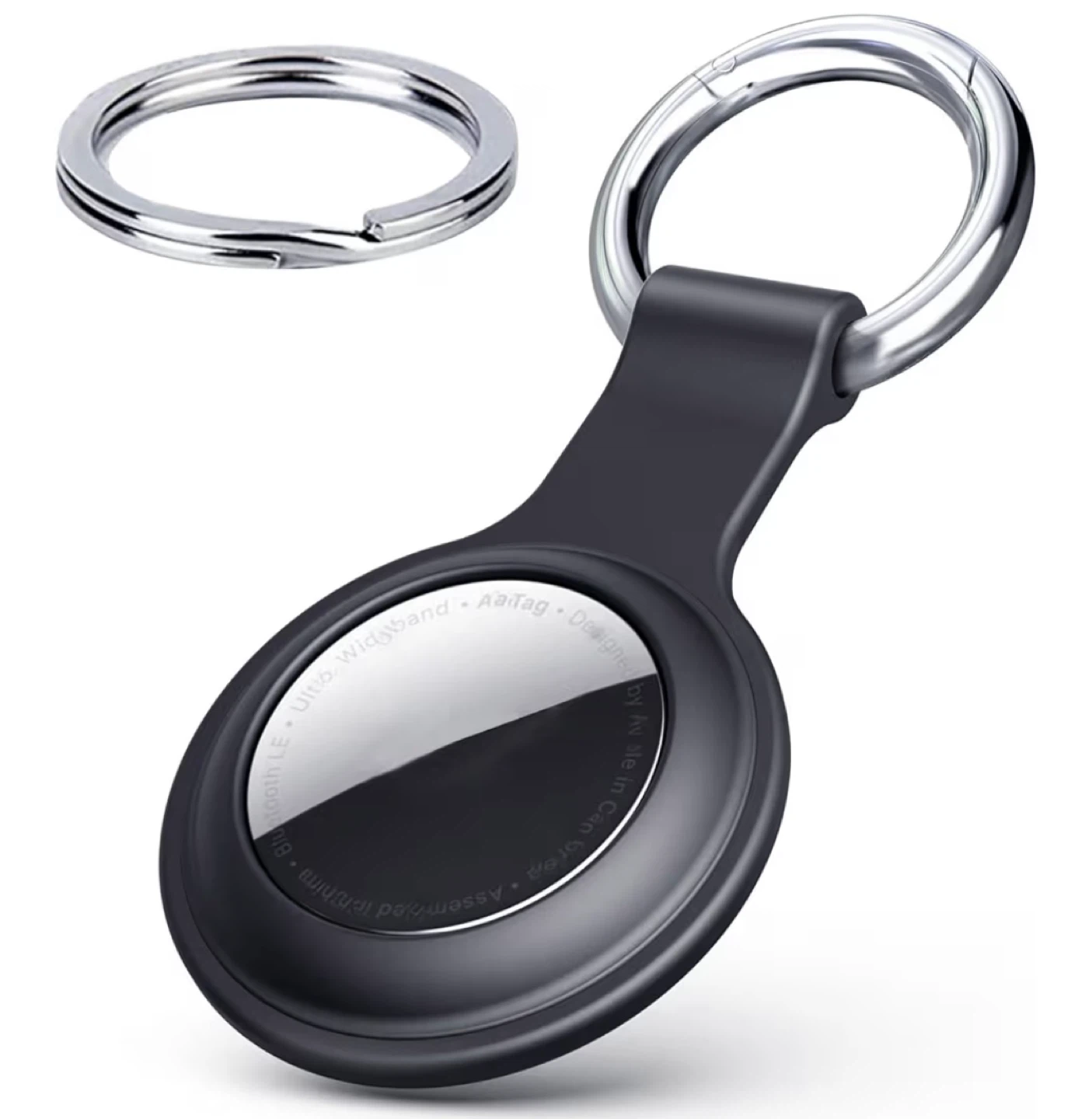 3 of 4 AirTag Cases with Keychain Loops - Black