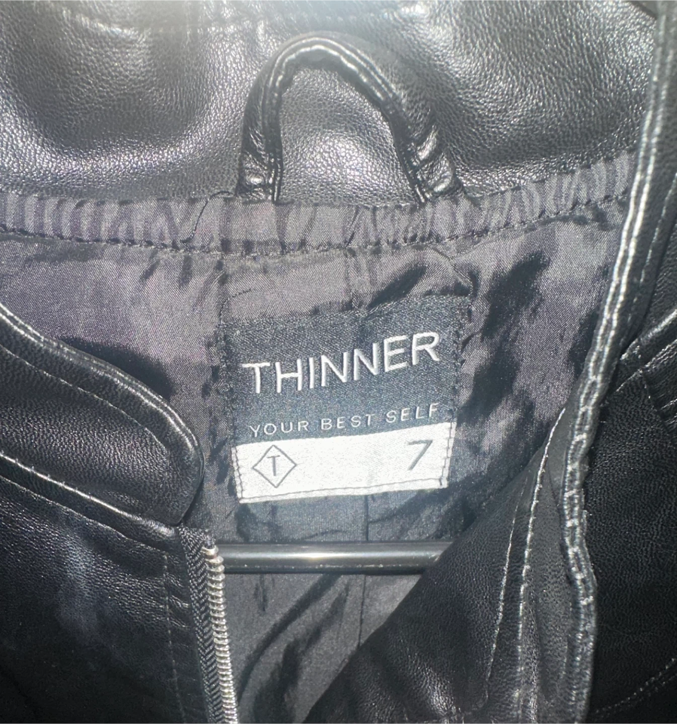 THINNER "Your Best Self" Black Faux Leather Jacket Size 7 - photo 3