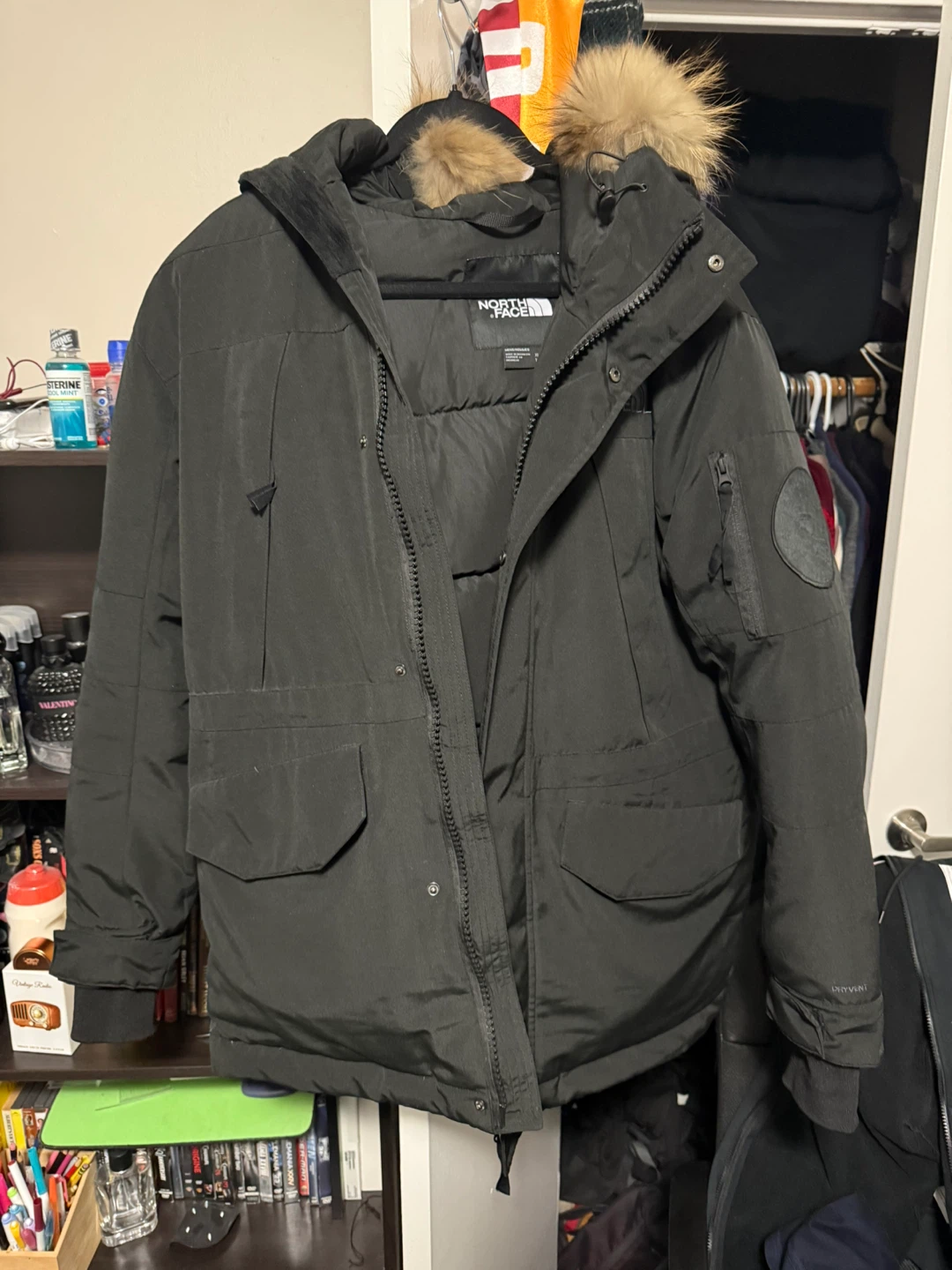 The North Face Black Down Parka with Fur Hood Size Large