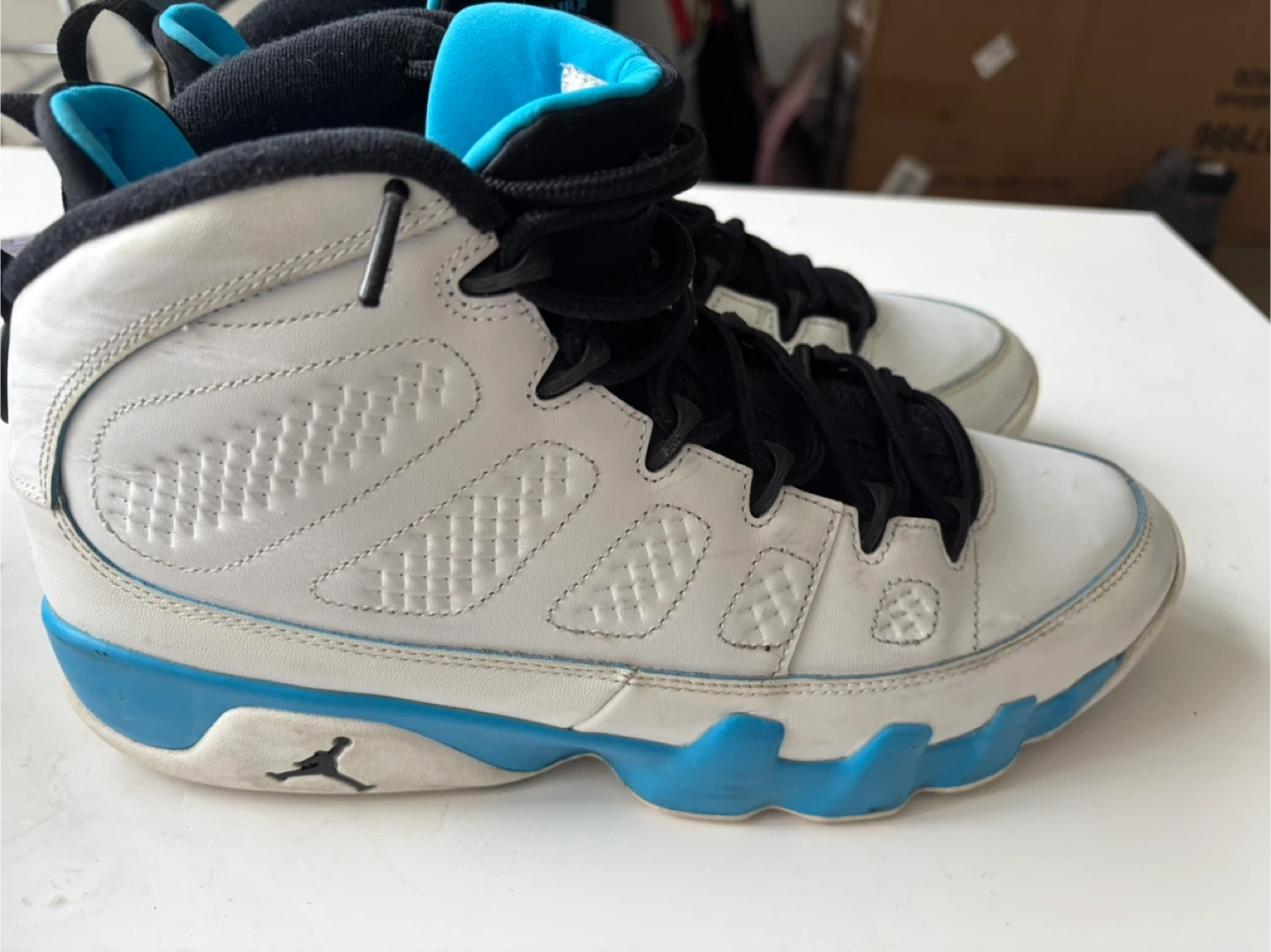 Air Jordan 9 Retro White & Blue Basketball Shoes - photo 5