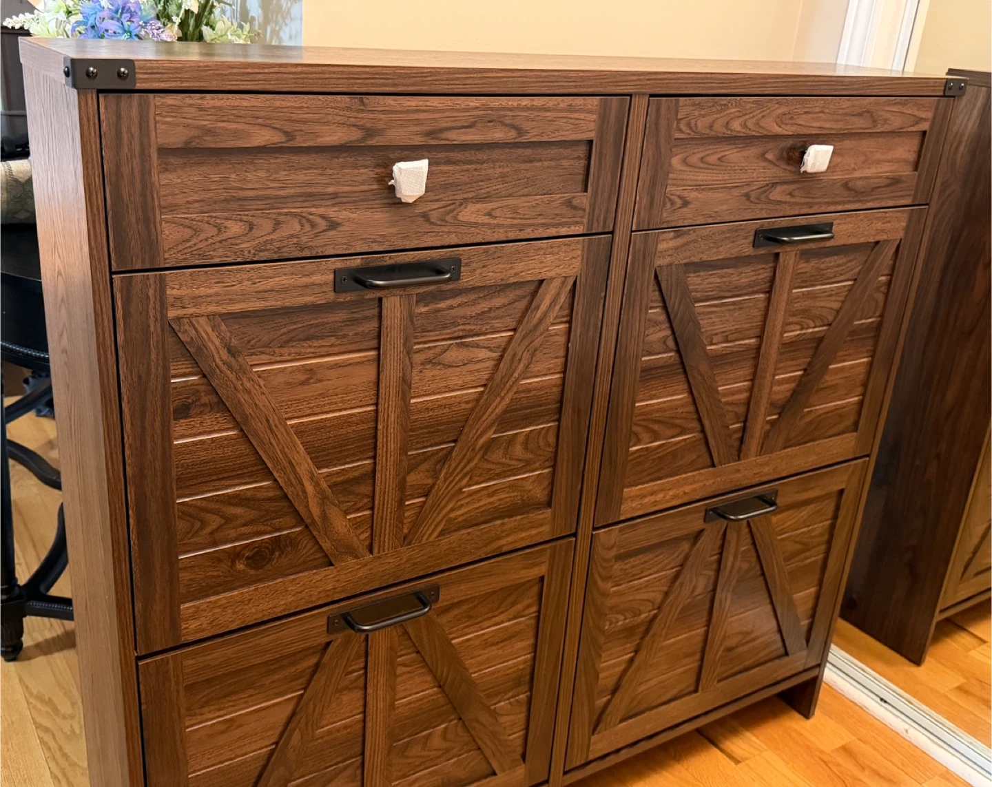 Dark Wood Entryway Shoe 4 Cabinets and 2 Drawers - photo 4