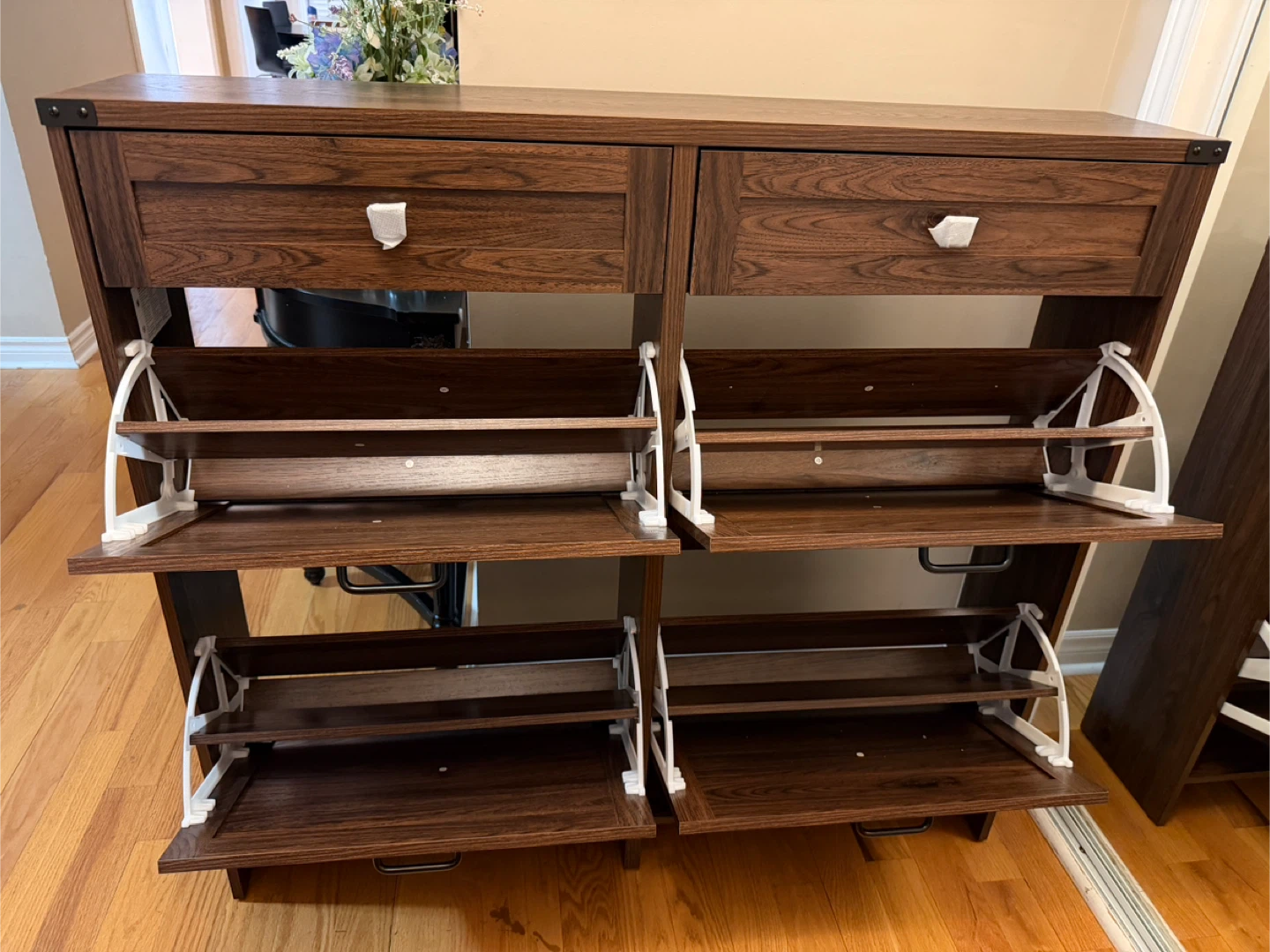 Dark Wood Entryway Shoe 4 Cabinets and 2 Drawers - photo 2