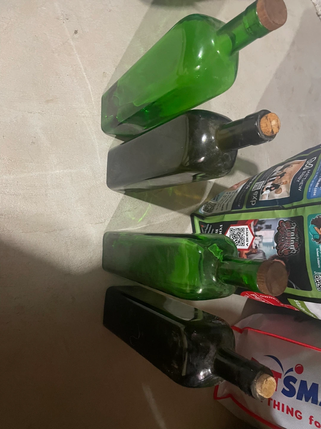 Set of 4 Vintage Glass Bottles with Cork Stoppers - photo 3