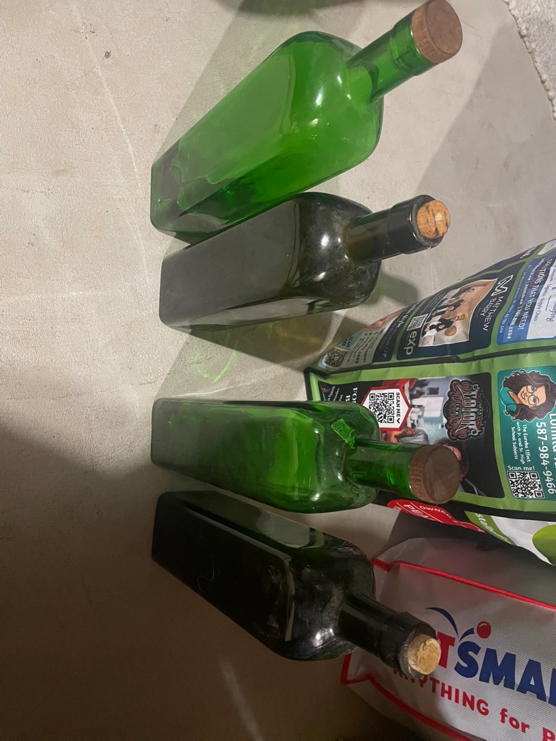 Set of 4 Vintage Glass Bottles with Cork Stoppers - photo 2