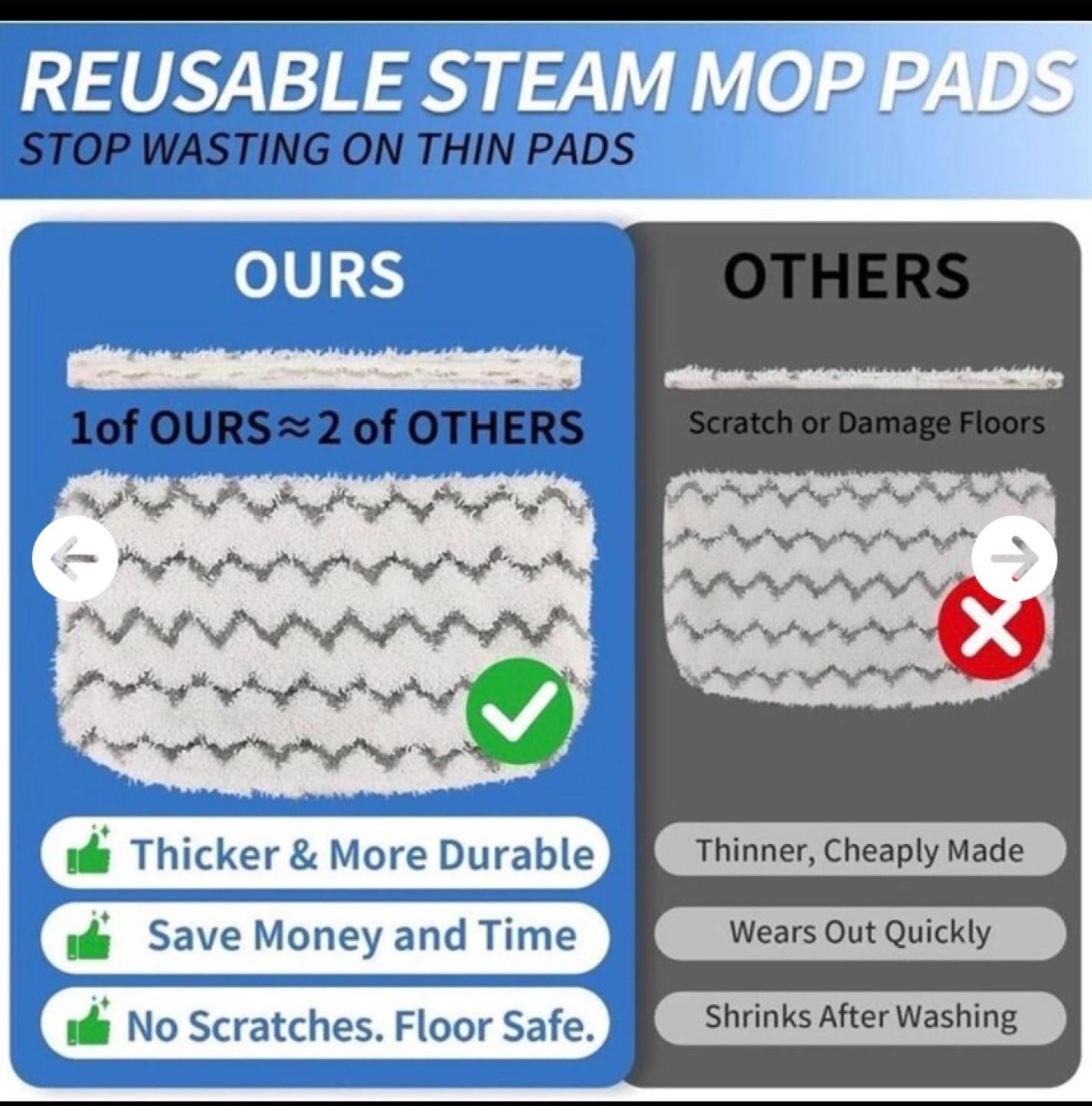 6 Pack Thickened Steam Mop Replacement Pads - photo 2