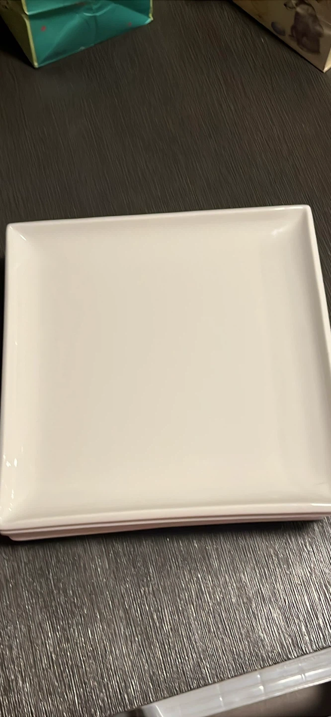 White Square Ceramic serving Plate x6