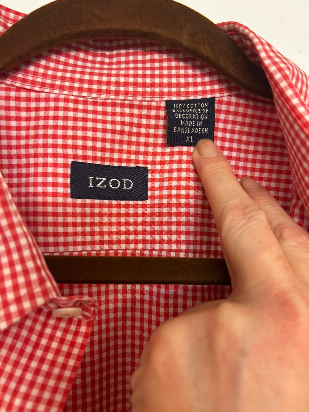 IZOD Red Gingham Button-Down Shirt XL