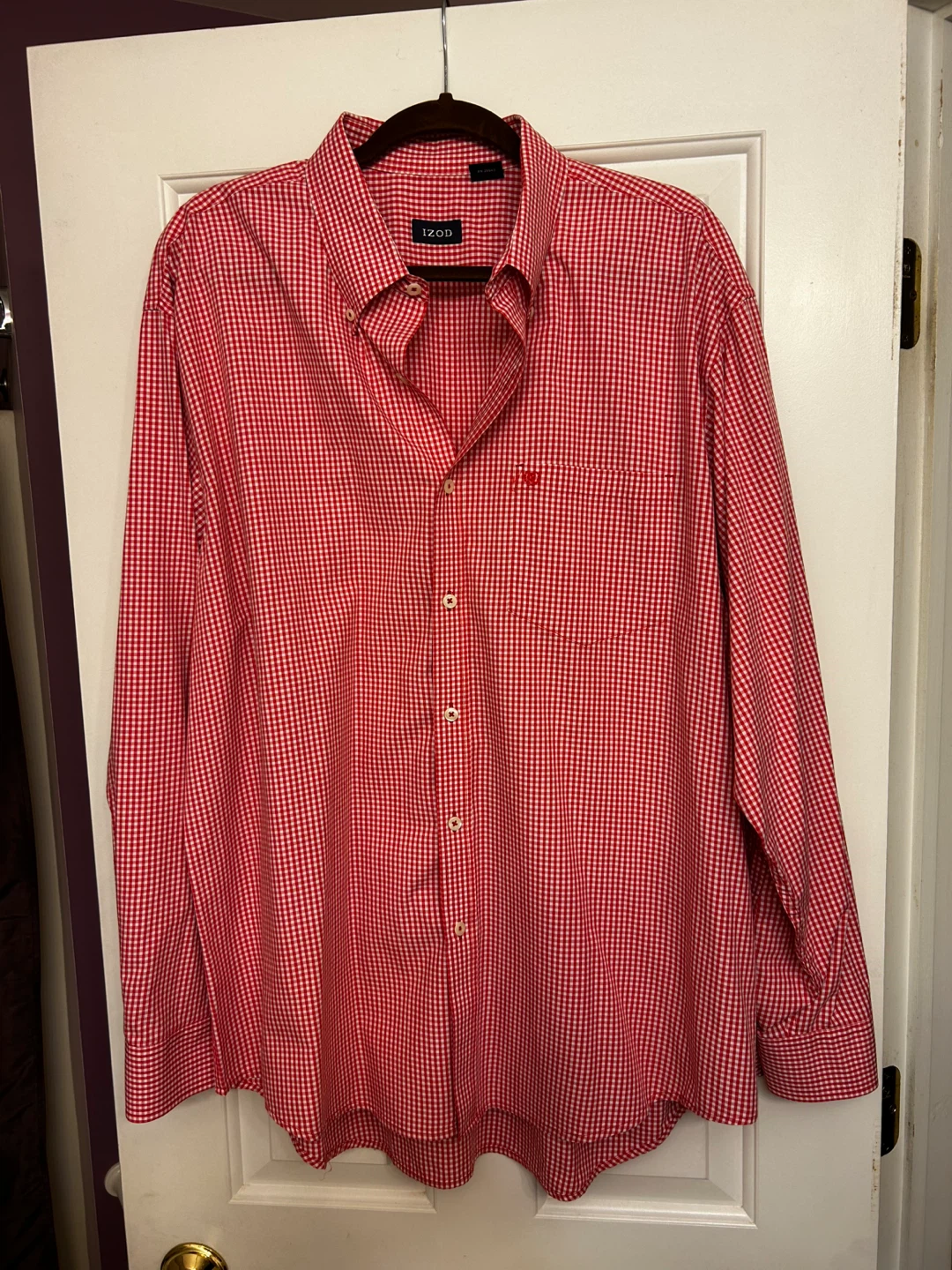 IZOD Red Gingham Button-Down Shirt XL - photo 2