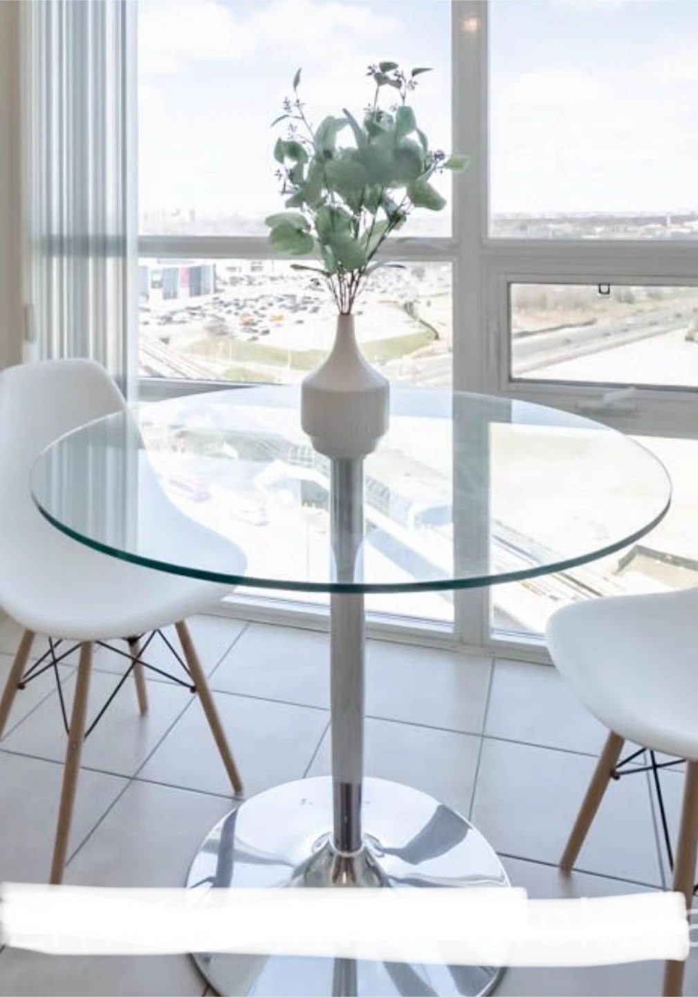 Glass Top Table with Chrome Base