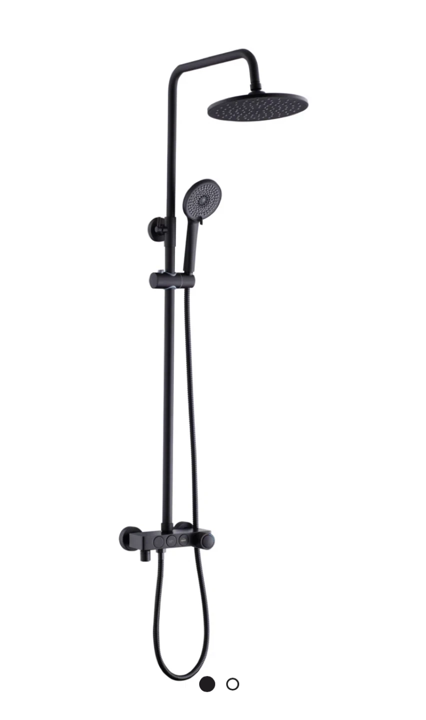 Black Shower Faucet System with Rainfall Shower Head