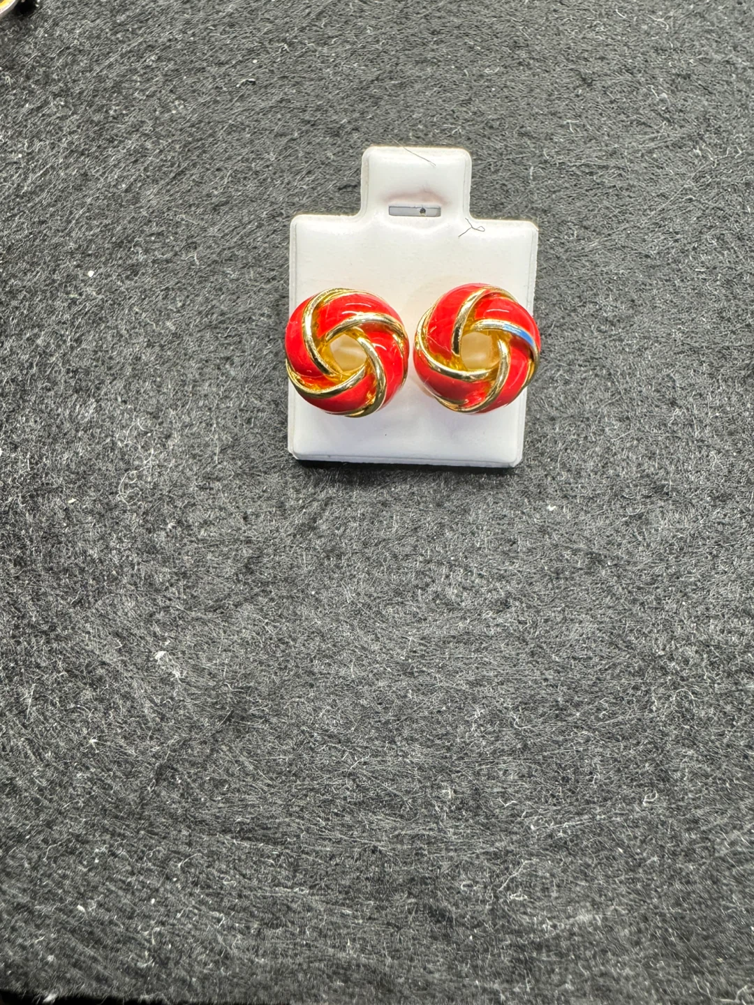Red Enameled Gold Swirl KNOT Earrings NEW!! - photo 2